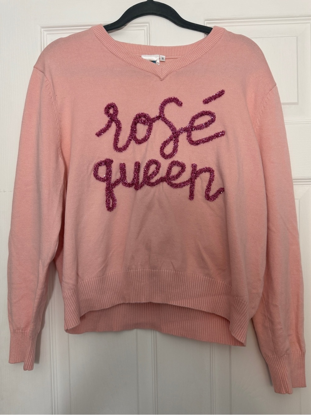 Pink 'Rosé Queen' Embroidered Women's Sweater